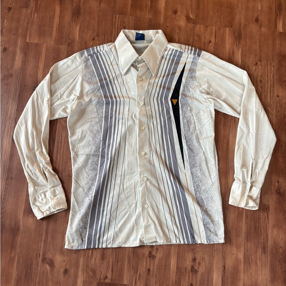 Vintage 1 Up Cream and Gray Men's Shirt